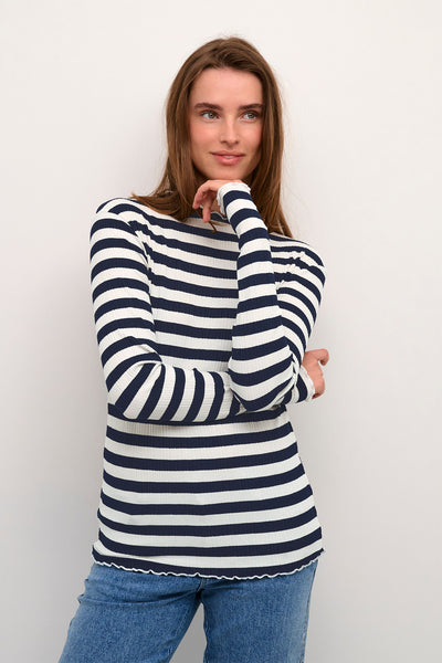 CandaceKB Big Stripe LS Egret/Night Sky Stripe - 10104638 Thumbnail