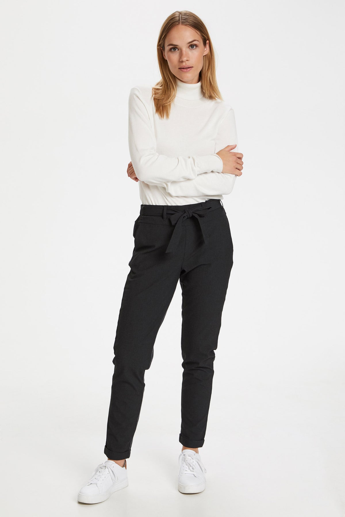 Jillian Belt Pants Dark grey melange - 10501516