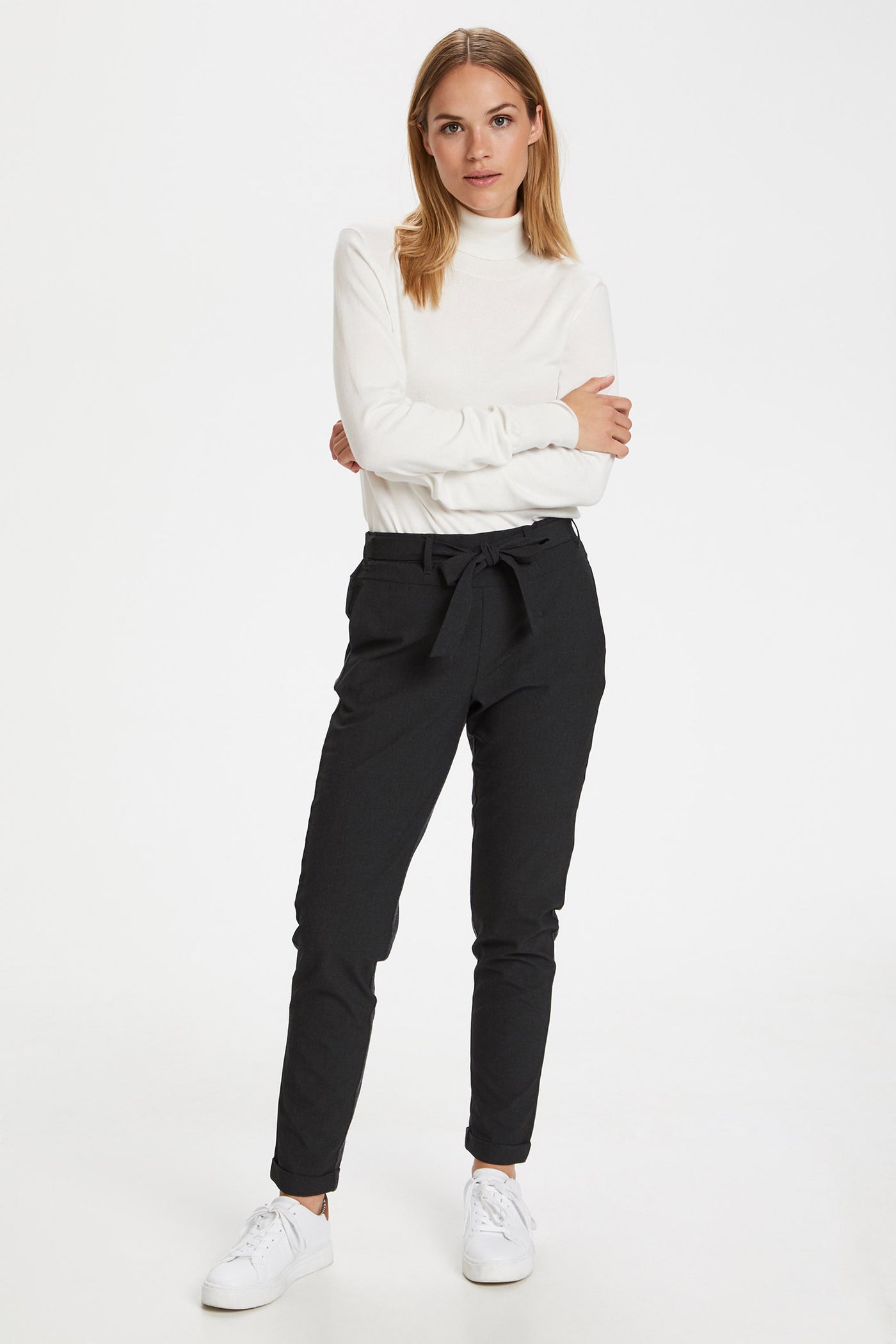 Jillian Belt Pants Dark grey melange - 10501516