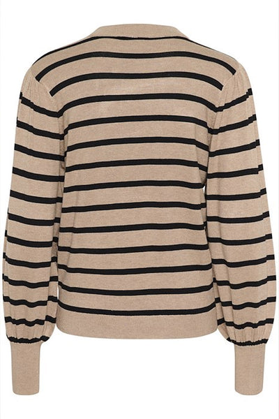 KAmala Stripe Knit Pullover Feather Gray melange/Black - 10506891 Thumbnail