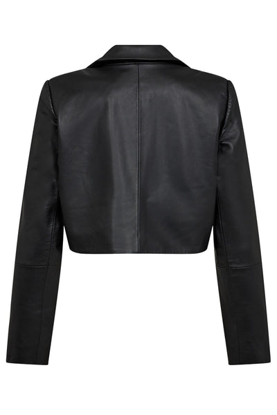 PhoebeCC Leather Crop Blazer Black Thumbnail