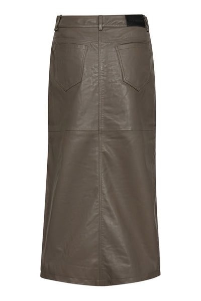 PhoebeCC Leather Slit Skirt Elephant - 34074 Thumbnail