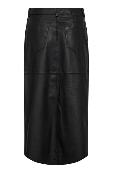 PhoebeCC Leather Slit Skirt Black - 34074 Thumbnail