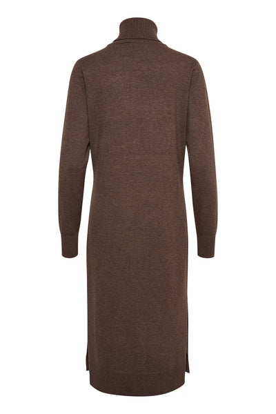 MilaSZ Roll Neck Long Dress Major Brown Melange - 30511420 Thumbnail