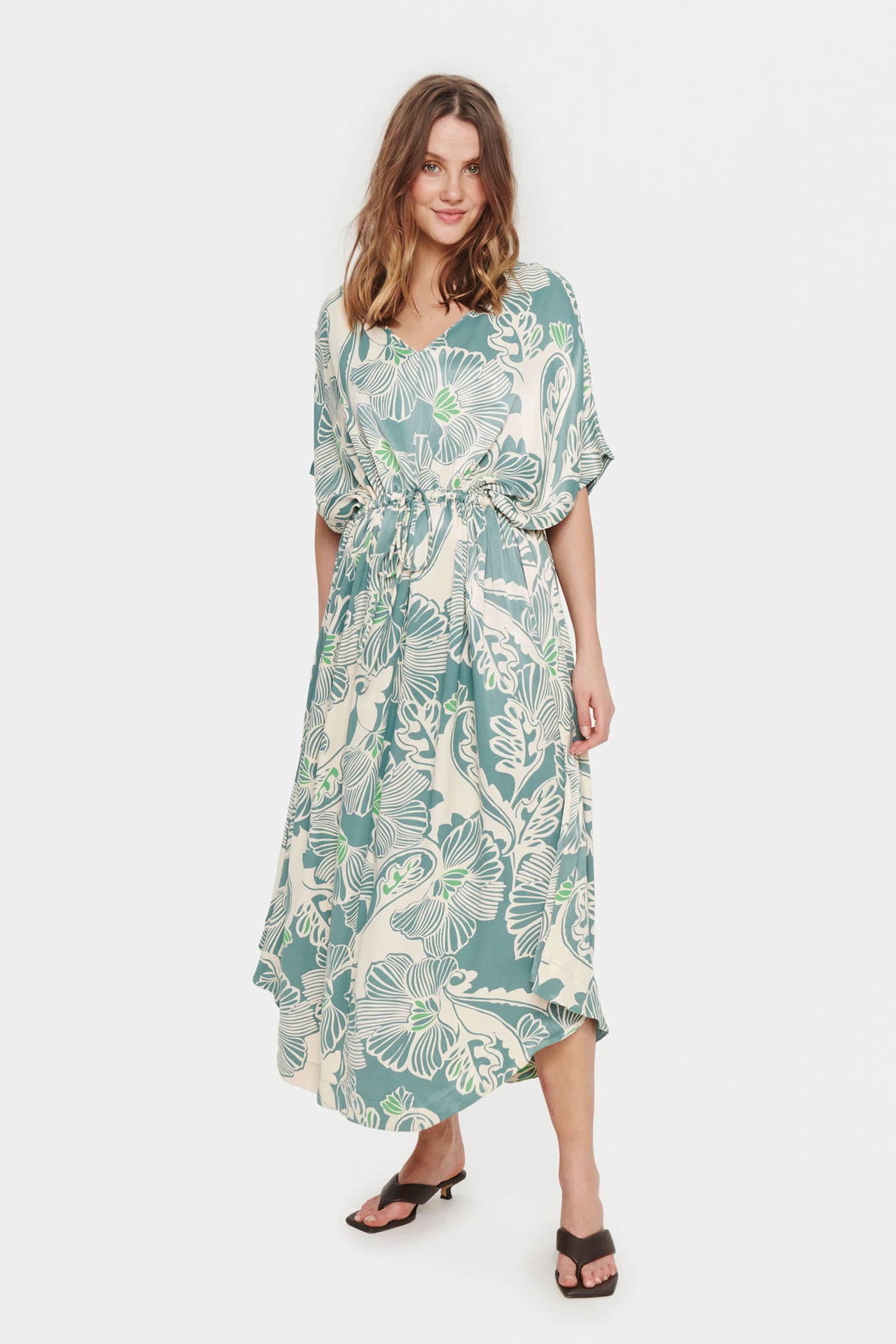 VaukaSZ Maxi Dress Sagebrush G. Big Soft Flower - 30512711