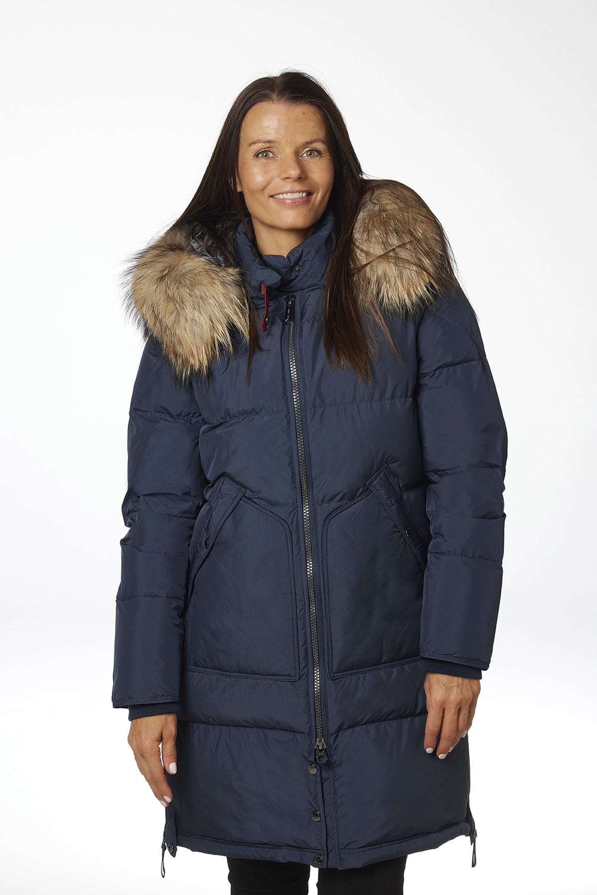 Elita with real fur Navy - 2010-500R