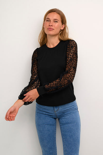 KAbecca Lace T-Shirt Black deep - 10508024 Thumbnail