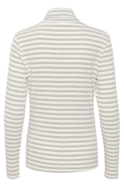 DanaMW Rollneck Blouse Grey Melange W.Off White Strip - 10704448 Thumbnail