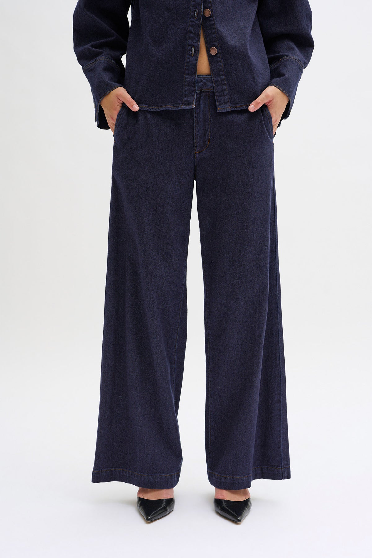 LaraMW 115 Wide Pant Dark Blue Un-Wash - 10704538