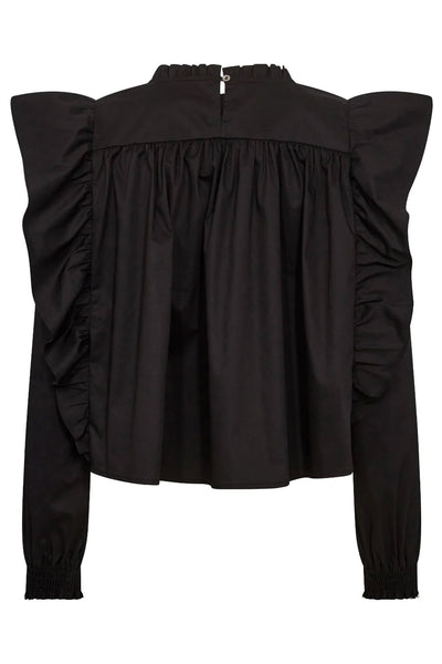 CottonCC Crisp Frill Blouse Black - 35466 Thumbnail