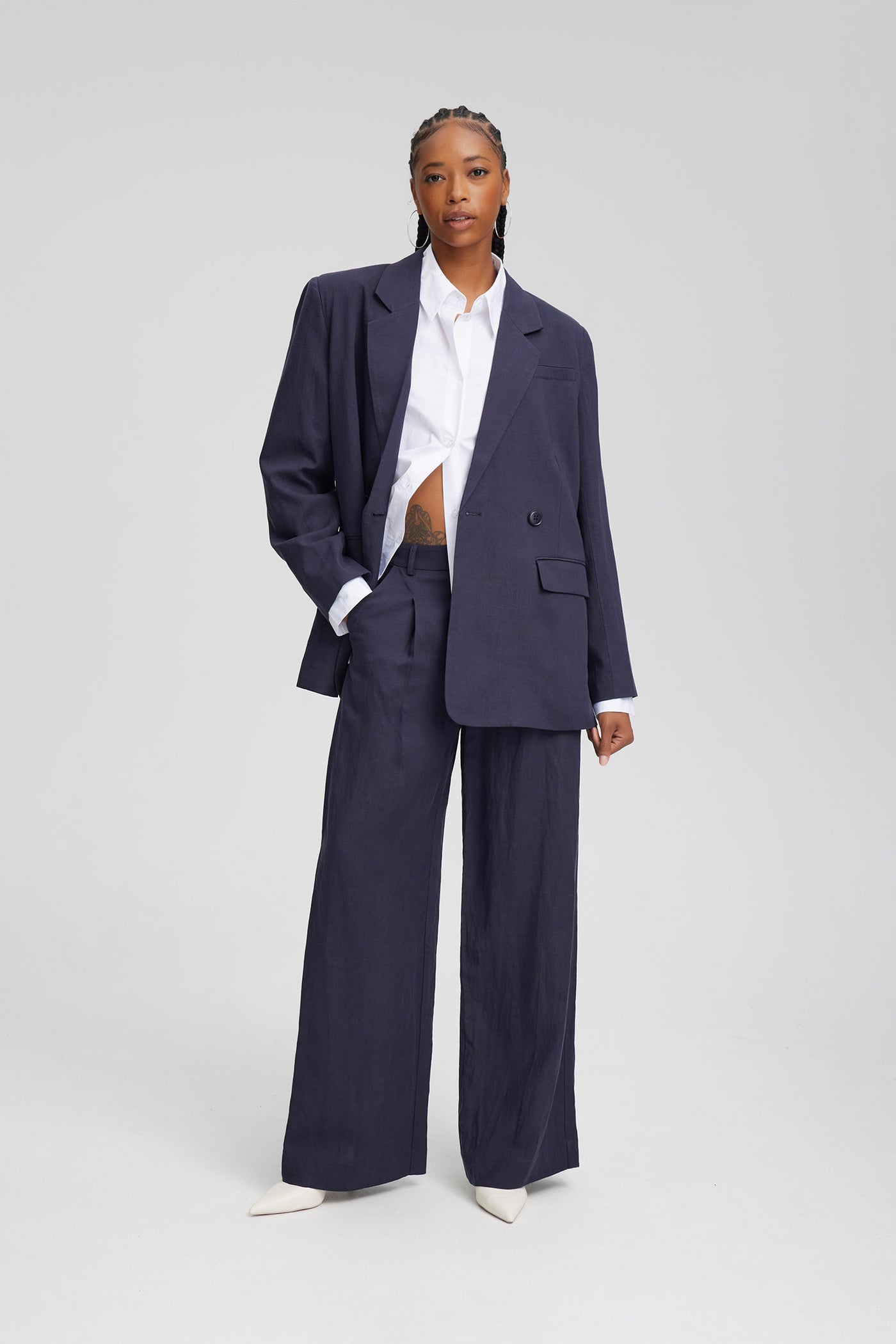 LizaGZ linen HW pants NOOS Tammy Navy - 10908814