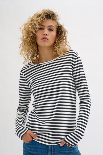 DanaMW  Blouse Navy W. Off White Stripe - 10704595 Thumbnail