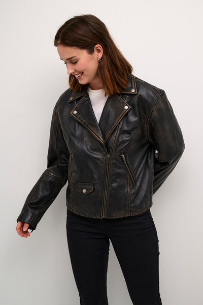 KAjane Leather Jacket Black washed leather - 10508826 Thumbnail