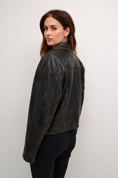 KAjane Leather Jacket Black washed leather - 10508826 Thumbnail