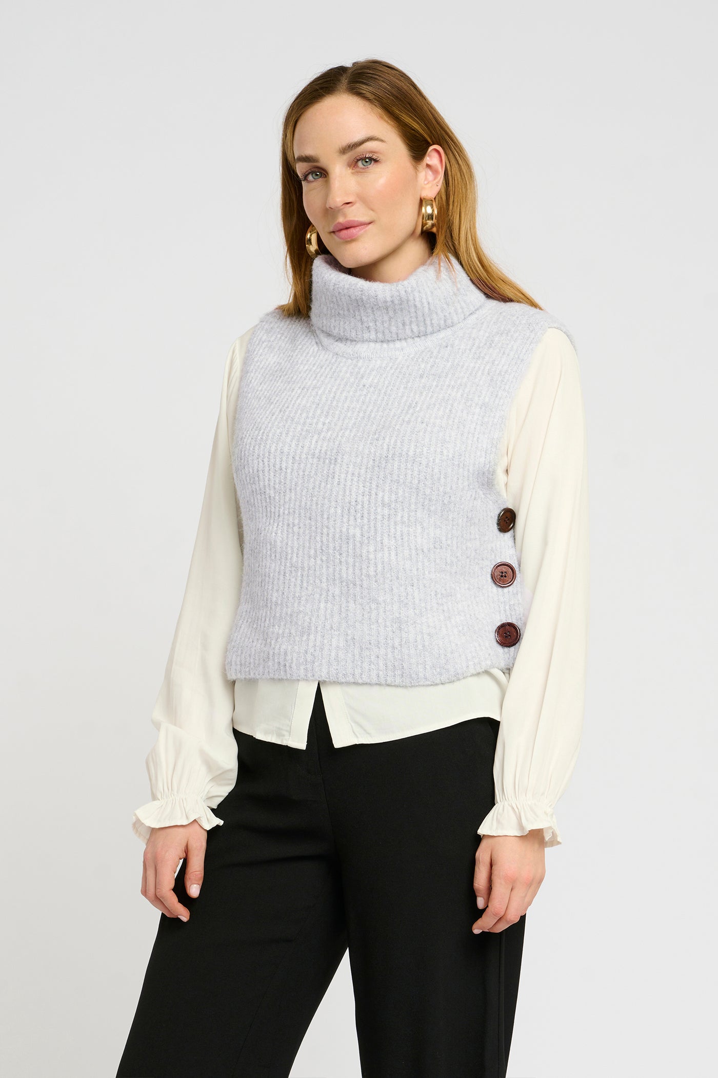 CRStarfi Short Knit Slipover Light Grey Melange - 10609134