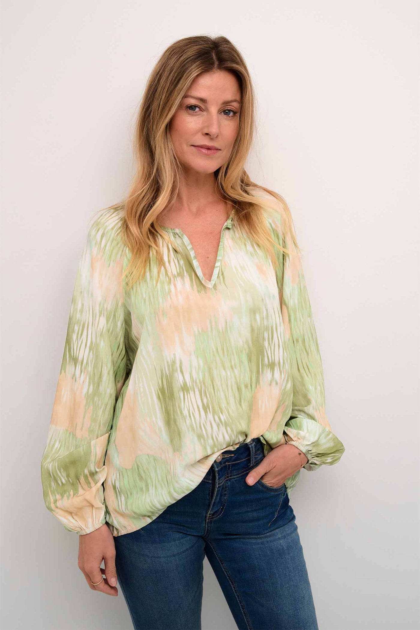 CRCassia Blouse Green Watercolor - 10613119