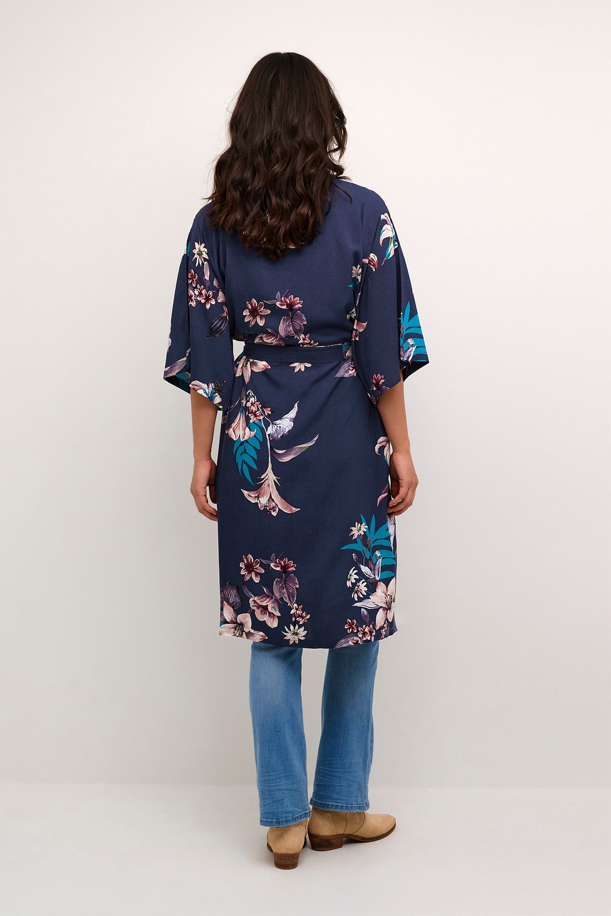 CROtta Kimono Navy Flower Print - 10611044