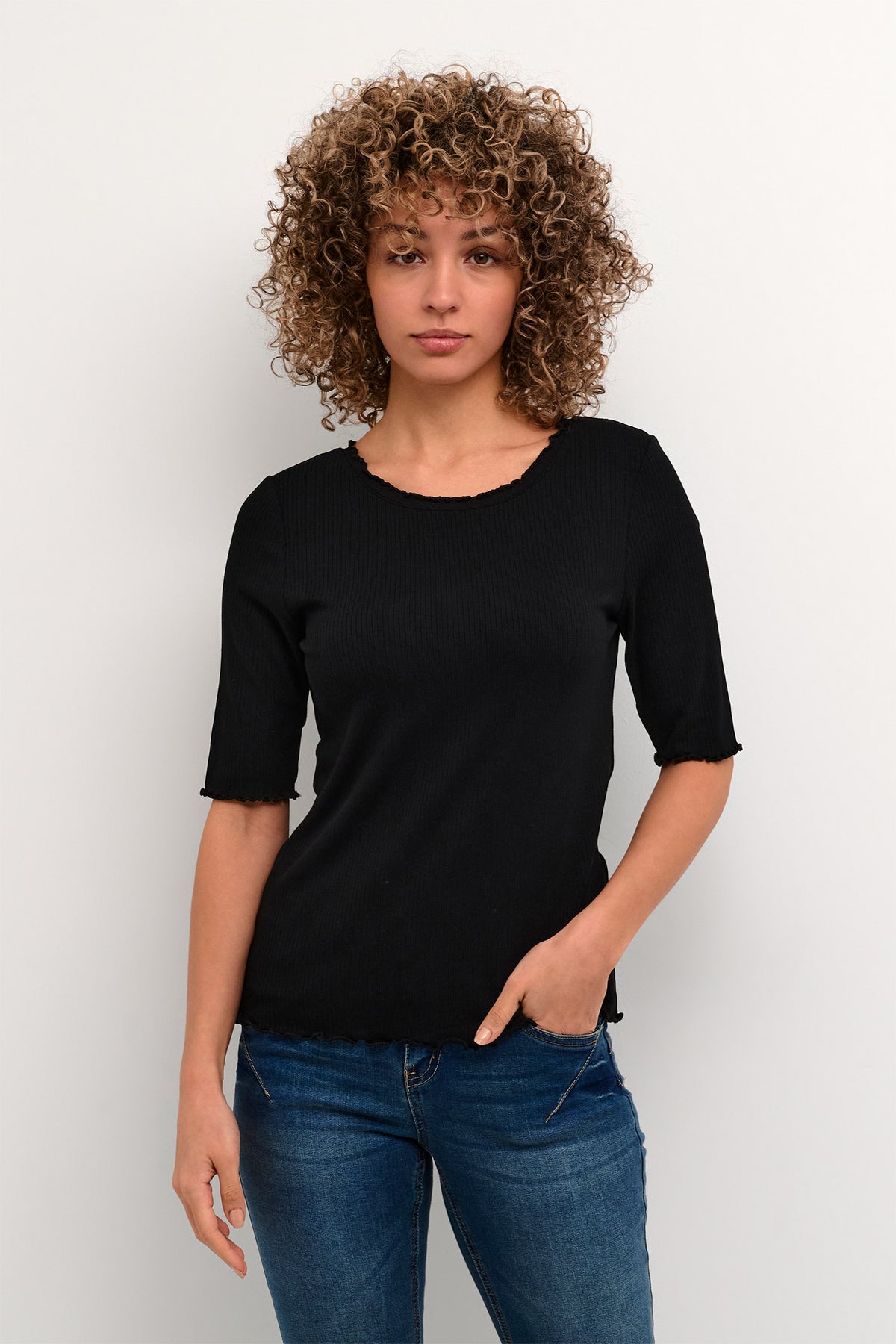 CRRibba s/s Blouse Pitch Black