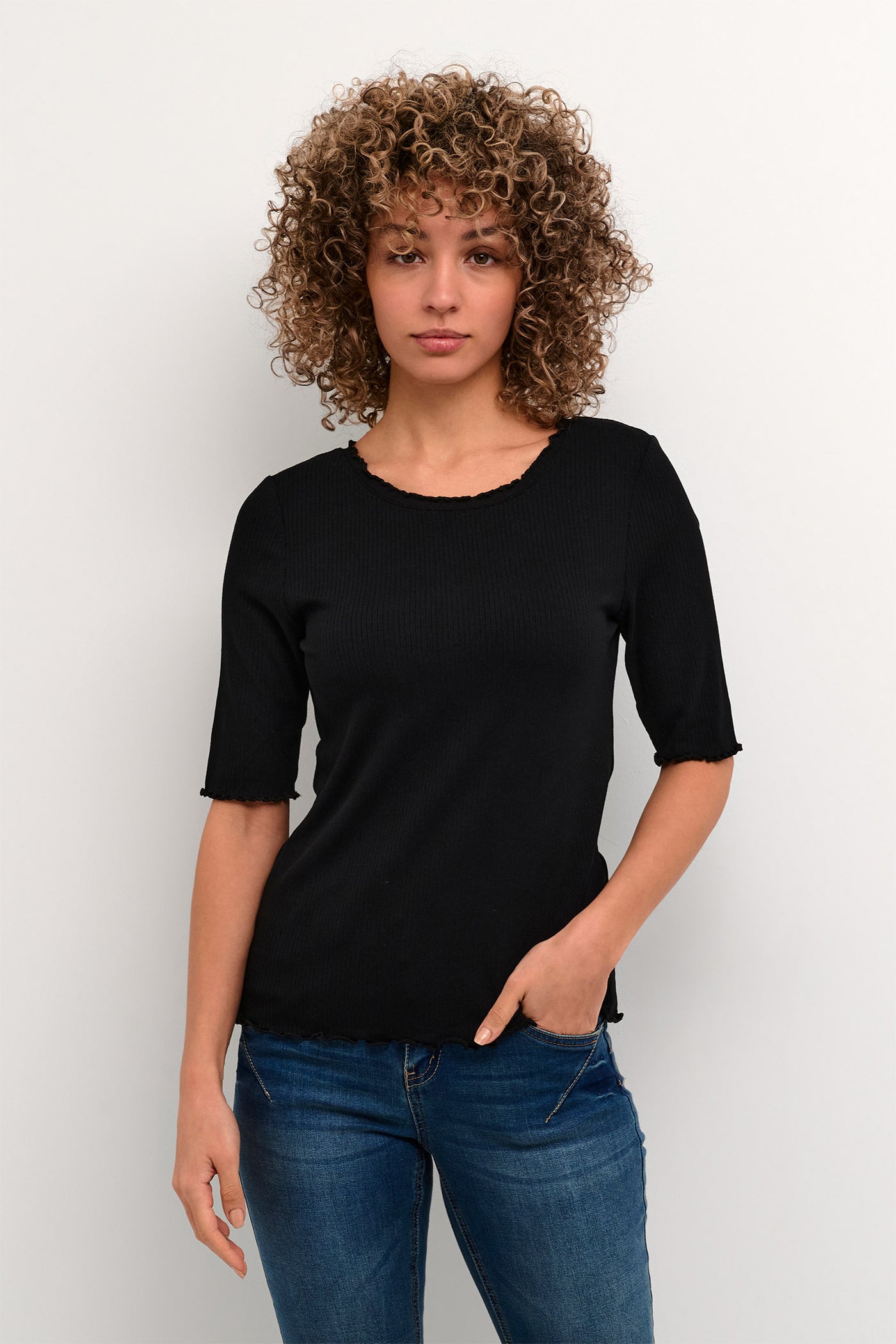 CRRibba s/s Blouse Pitch Black