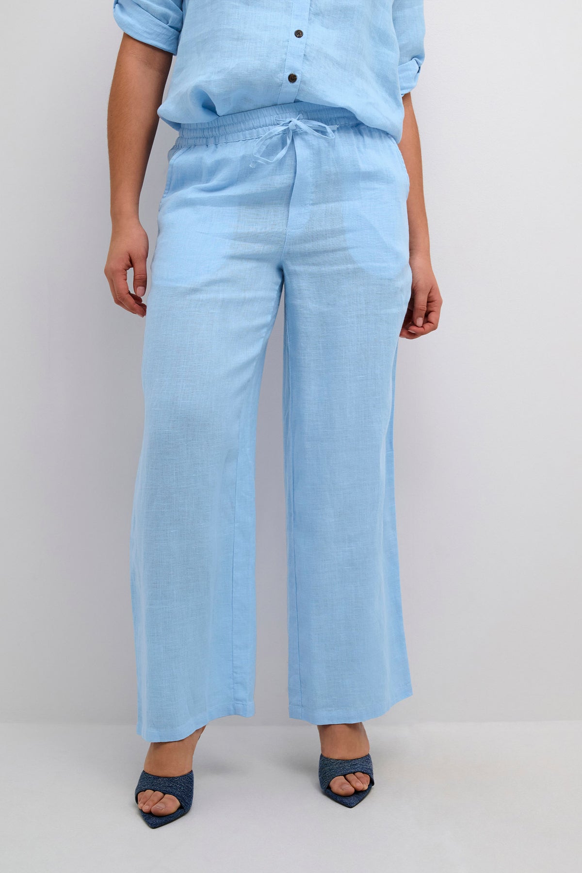 CRBellis Linen Pant Placid Blue Melange - 10611574