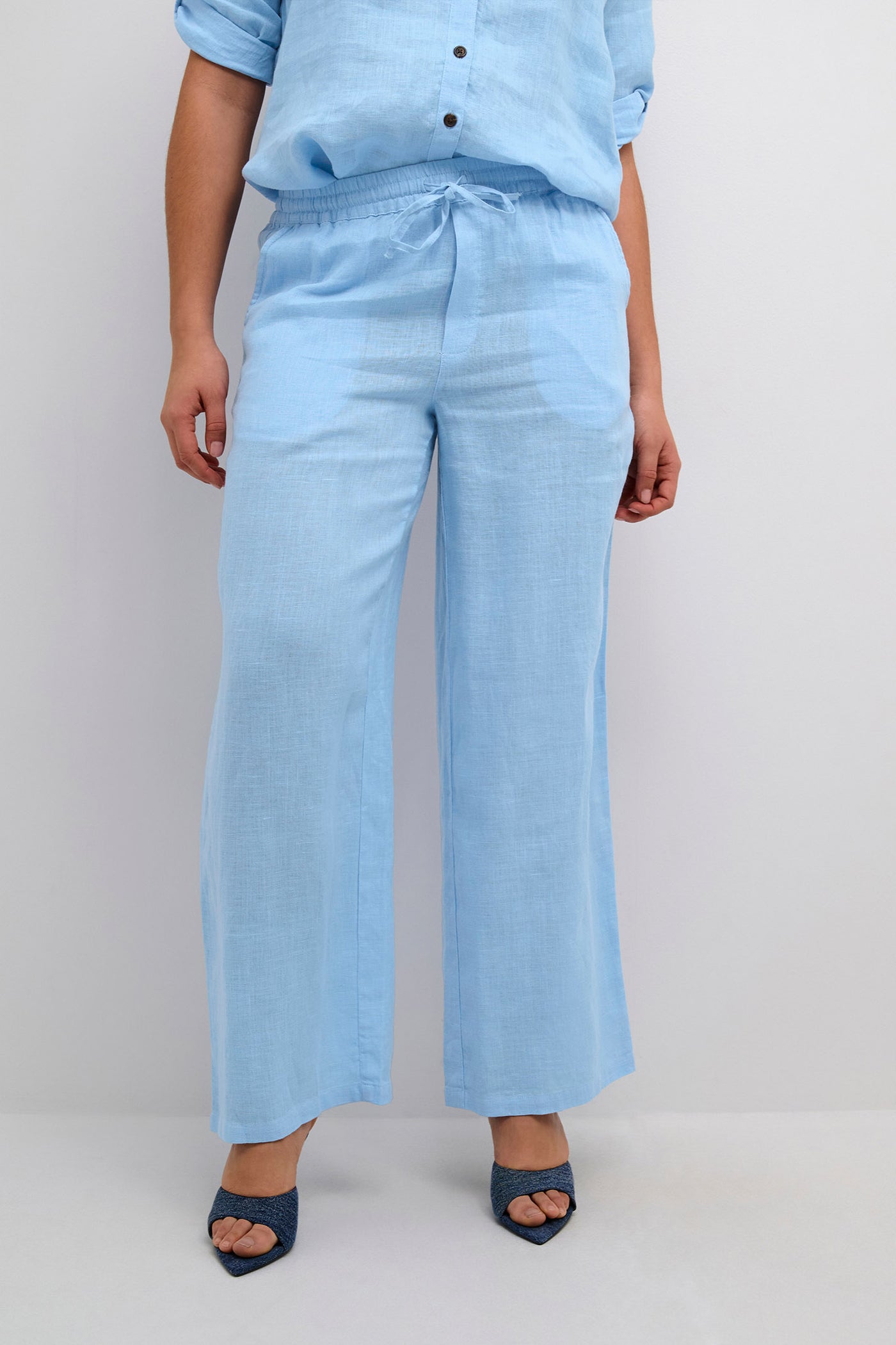 CRBellis Linen Pant Placid Blue Melange - 10611574