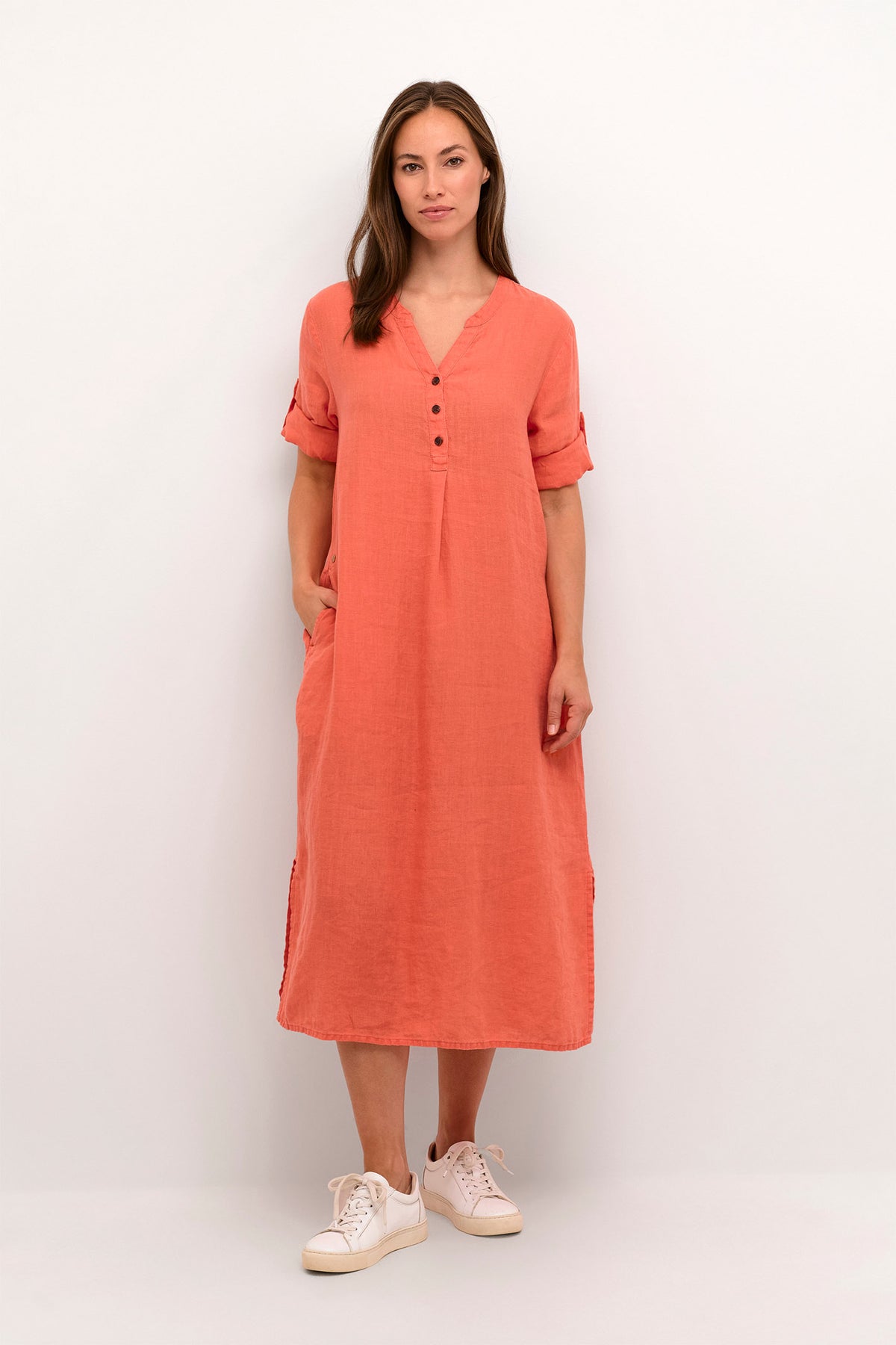 CRBellis Caftan Dress Hot Coral - 10611577