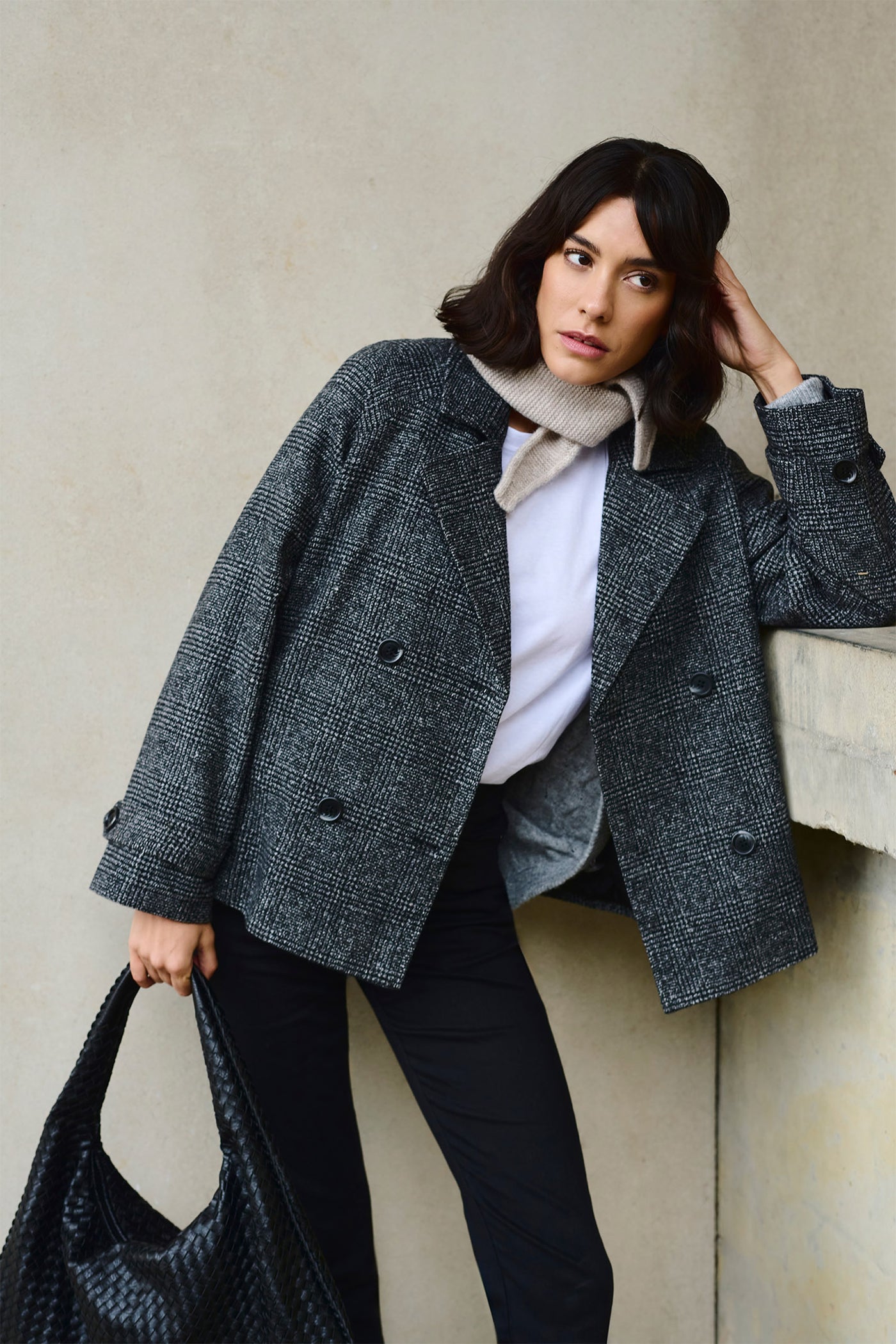 KAfabiola Short Jacket Black/Grey Check - 10508951