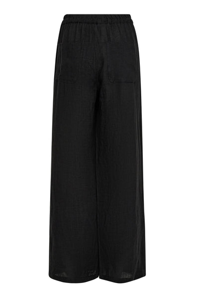 LoiseCC Linen Long Pant 96-Black Thumbnail
