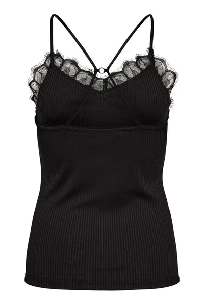 RiettaCC Rib Lace Tank 96-Black Thumbnail