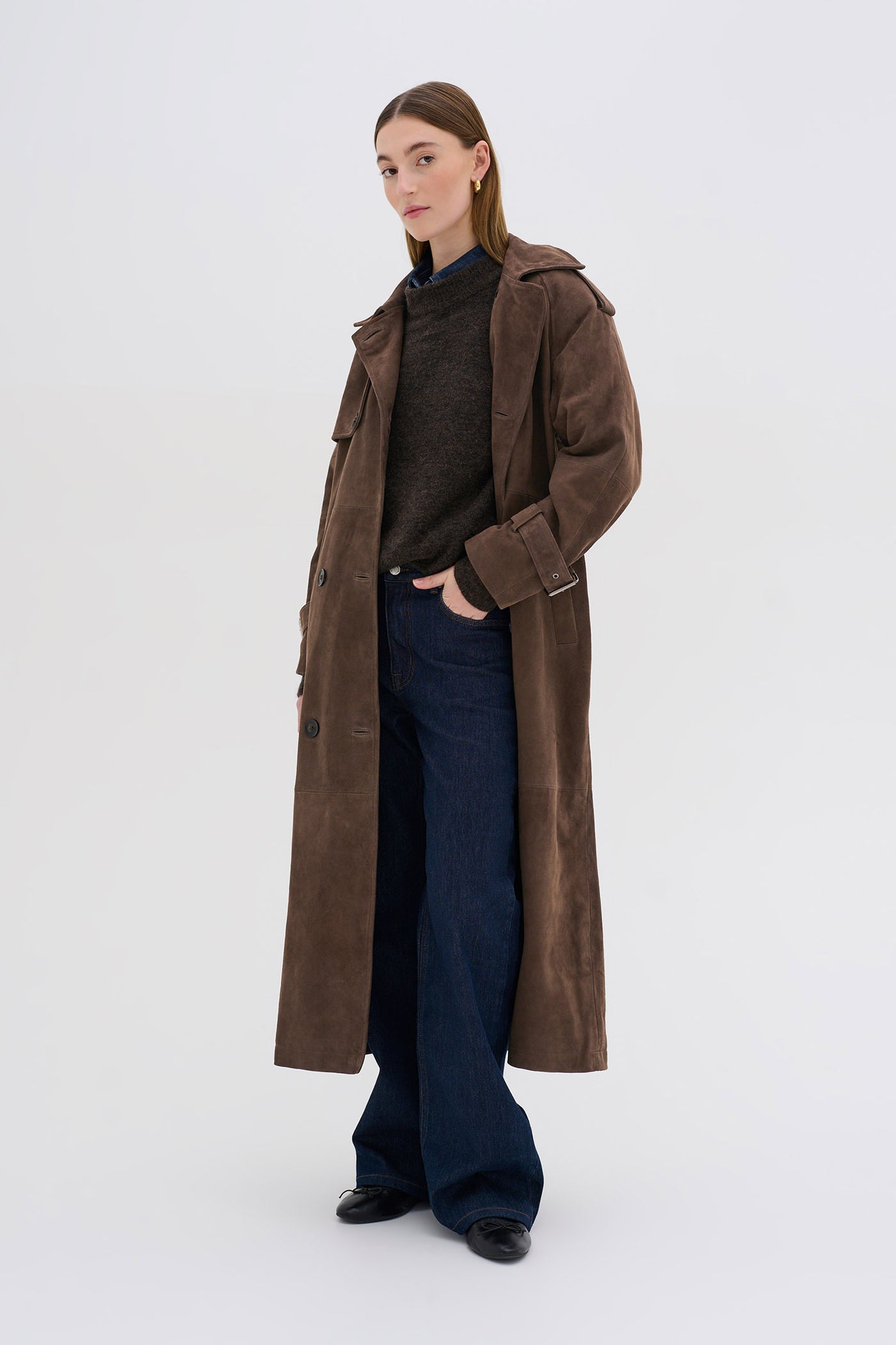 TaraMW Suede Trenchcoat Delicioso - 10704830