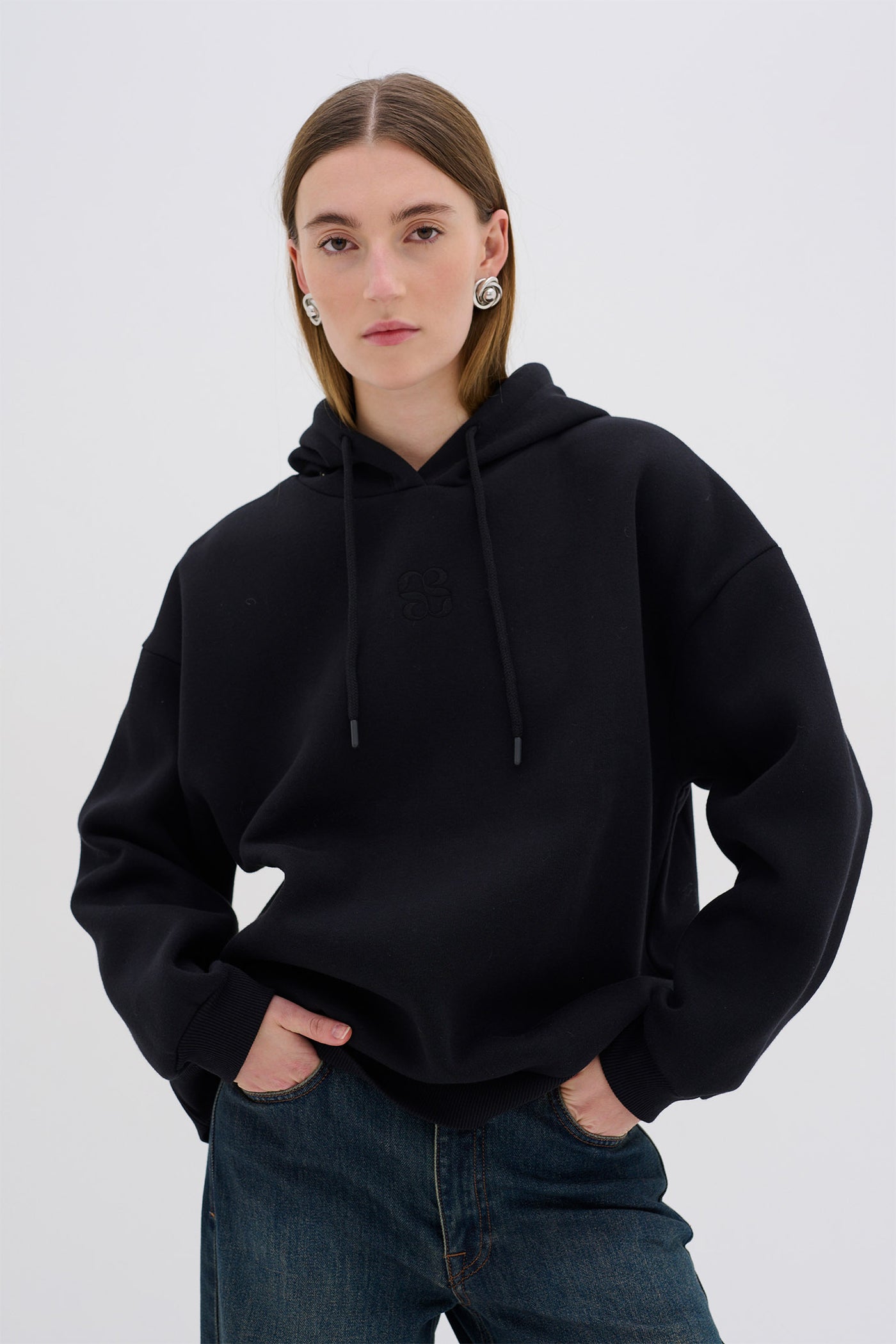 EnzoMW Logo Emb. Hoodie Black - 10704896
