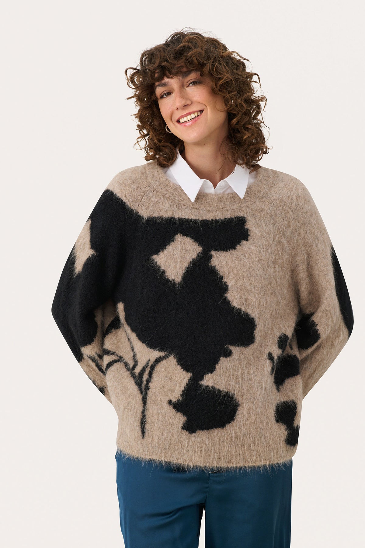 LajlaPW PU Mink Melange Blurred Flower - 30308981
