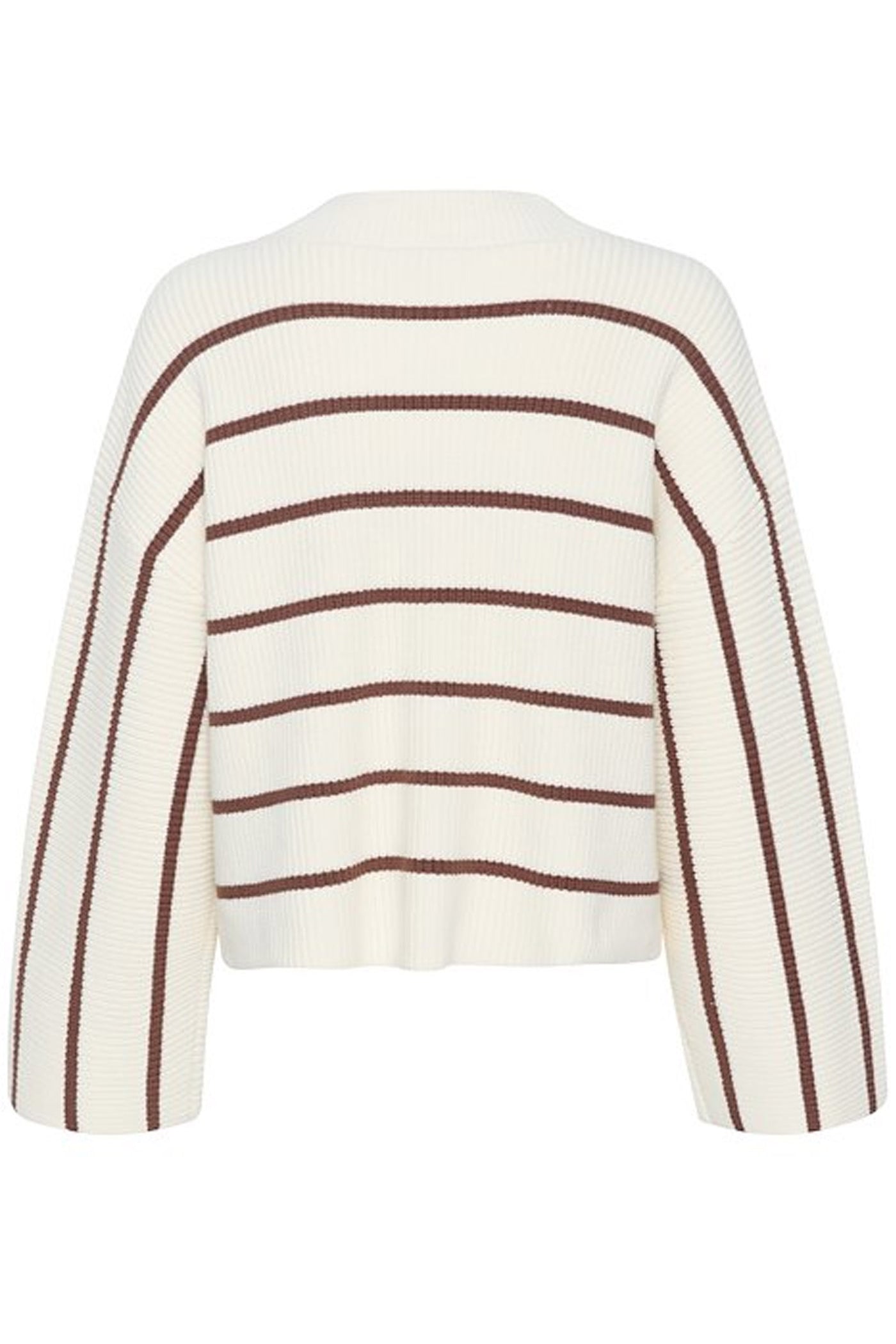 SebaGZ V-neck pullover Egret with brown stripes - 10909268
