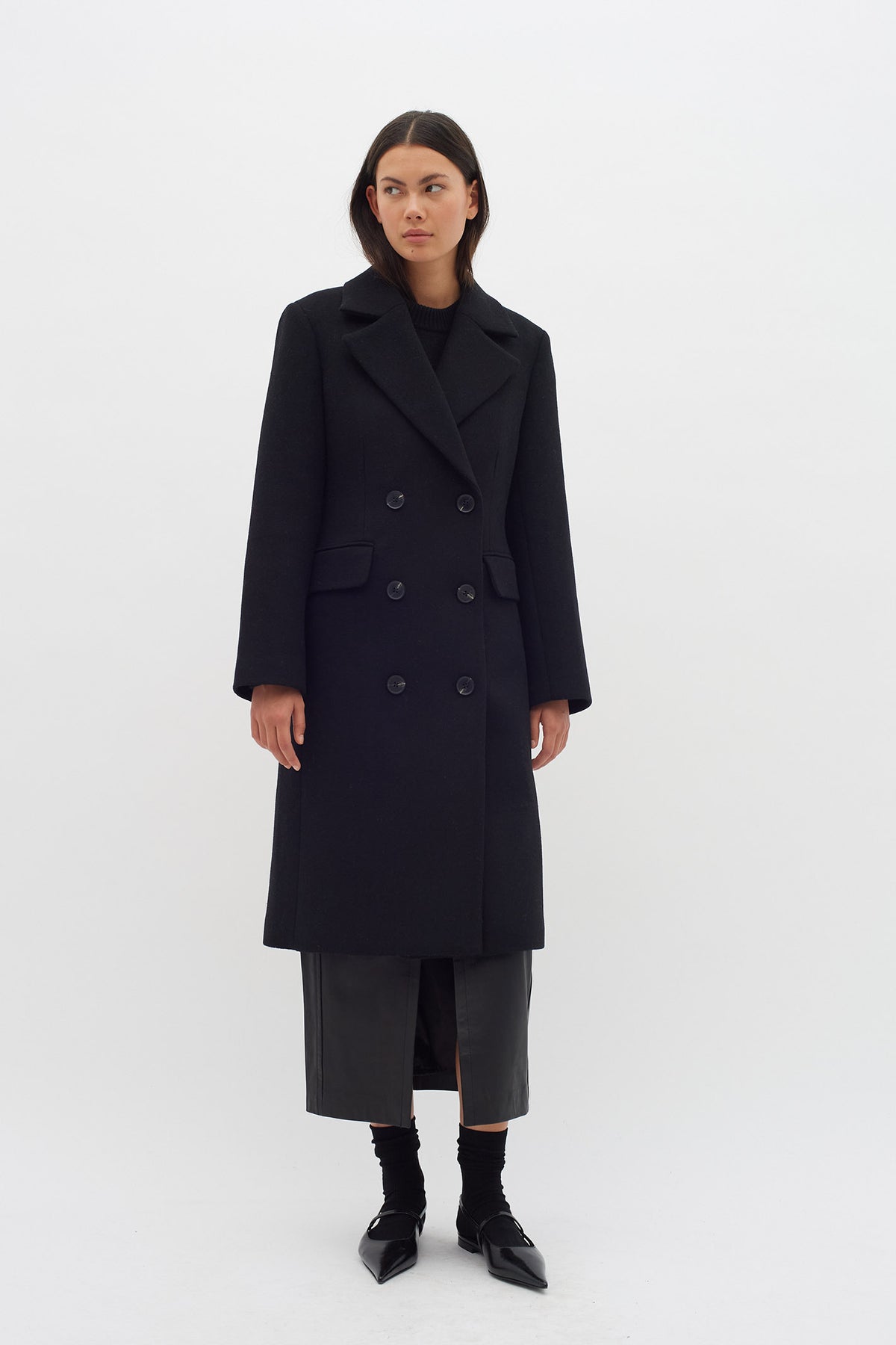 ThoraIW Lapel Coat Black