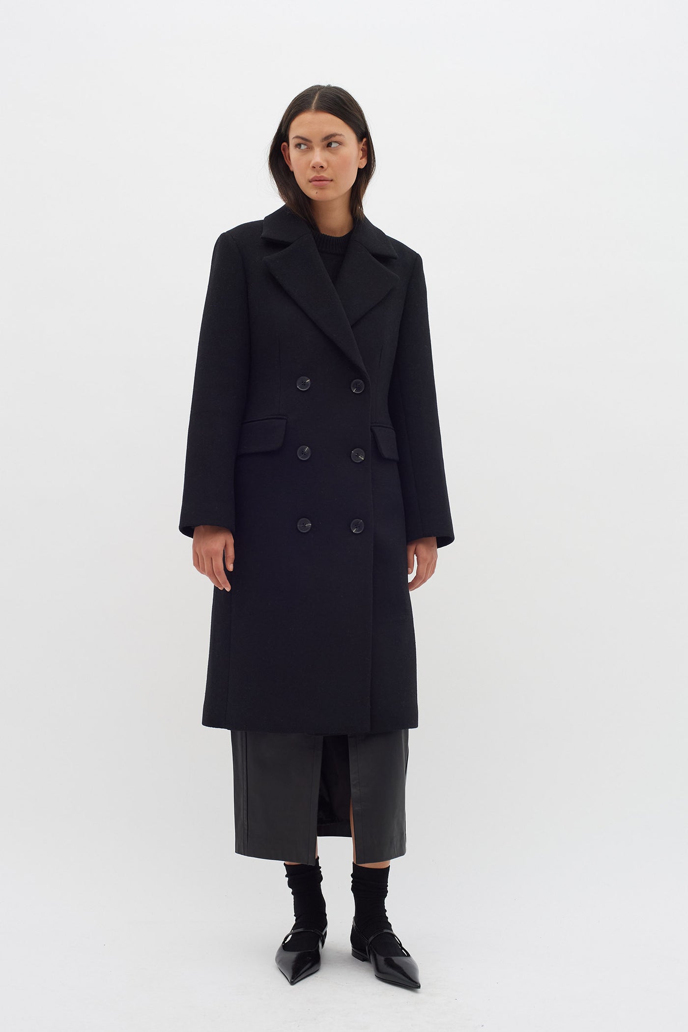 ThoraIW Lapel Coat Black