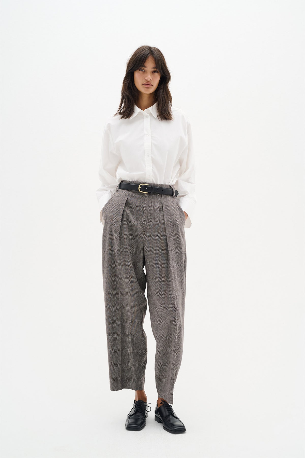 KahlaIW Pleated Pant Brown Puce - 30109734