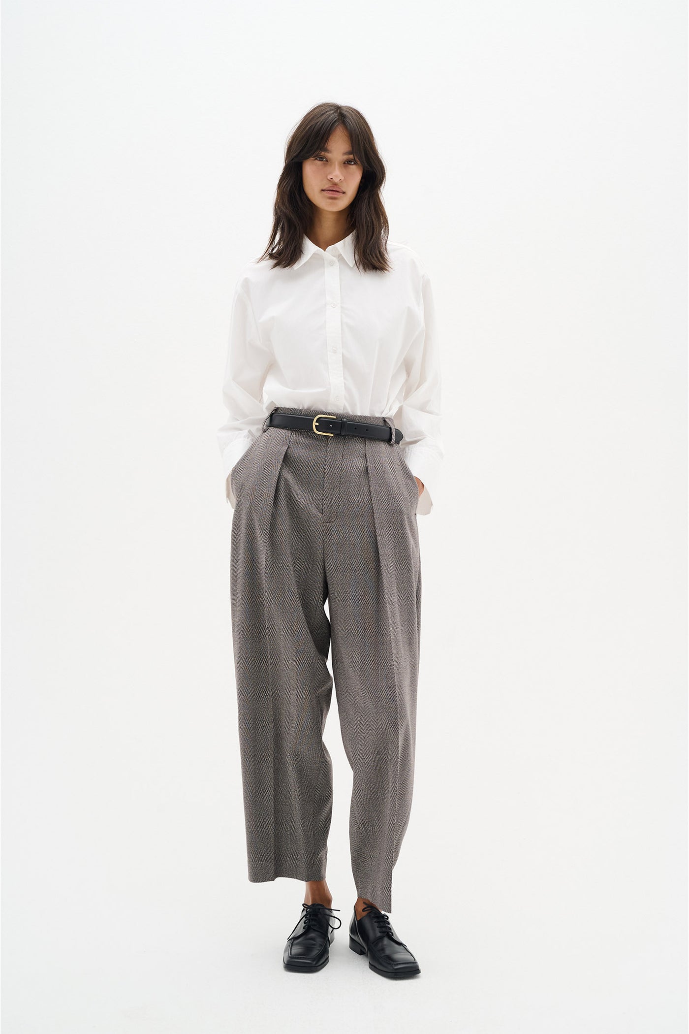 KahlaIW Pleated Pant Brown Puce - 30109734