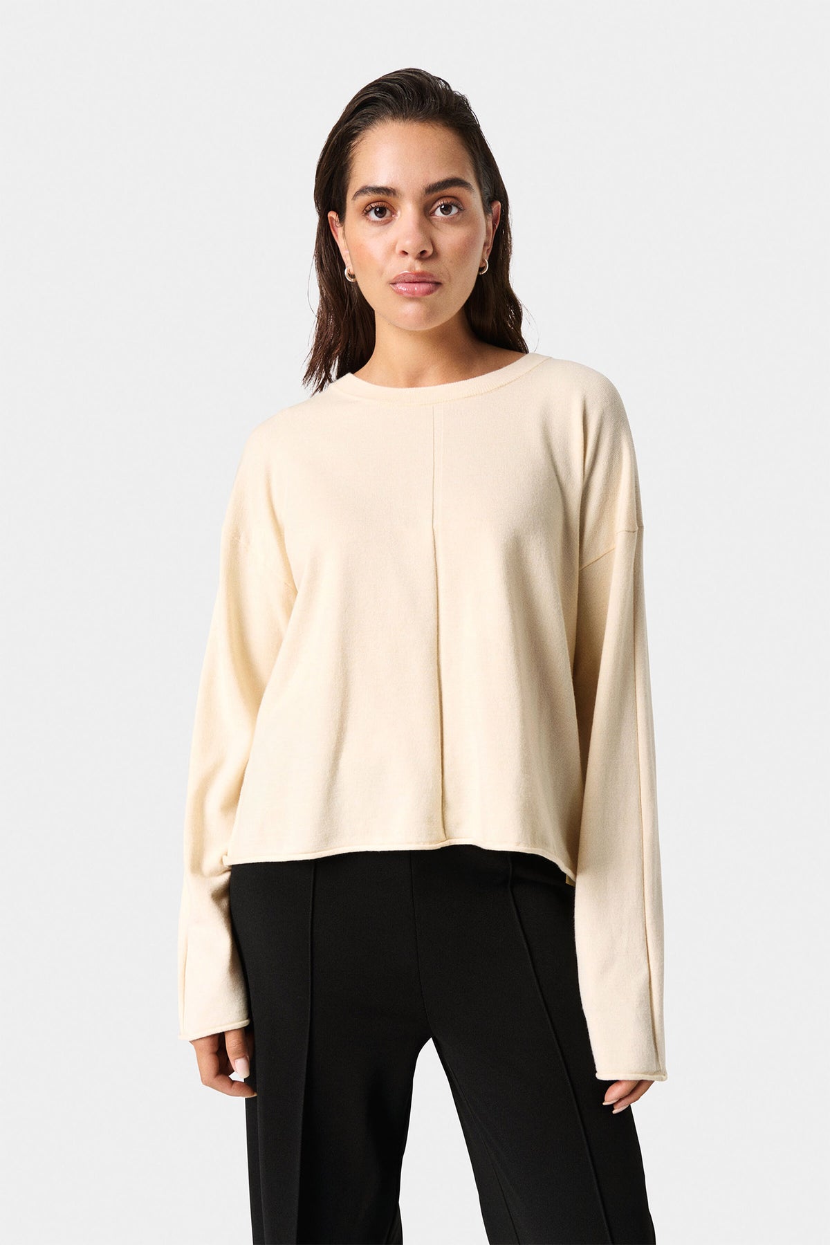 SLSpina Boxy Crew-Neck Whitecap Gray - 30407689