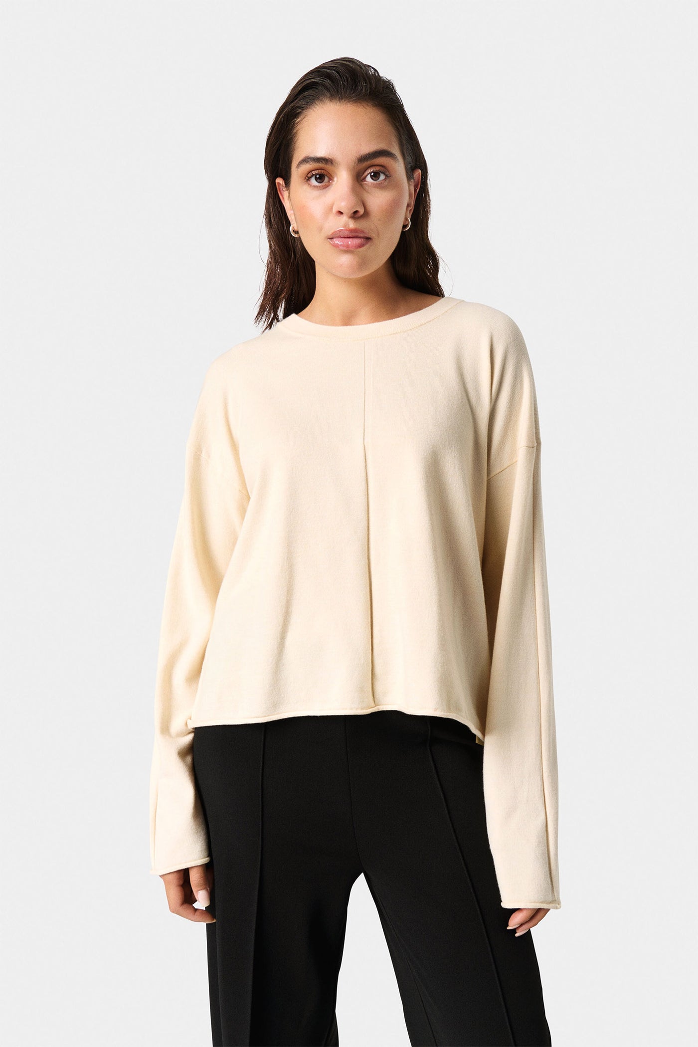 SLSpina Boxy Crew-Neck Whitecap Gray - 30407689