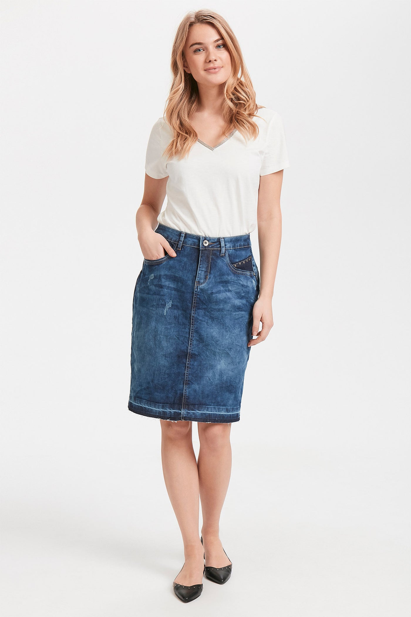 Patched denim Skirt Rich Blue Denim - 10602201