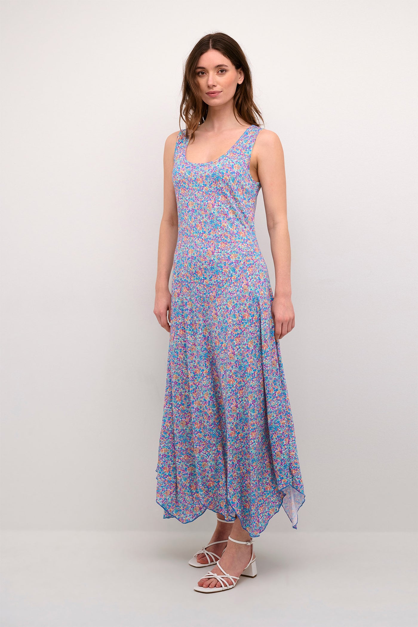 CRBastilla Jersey Dress Blue Orange Flower Meadow - 10608110