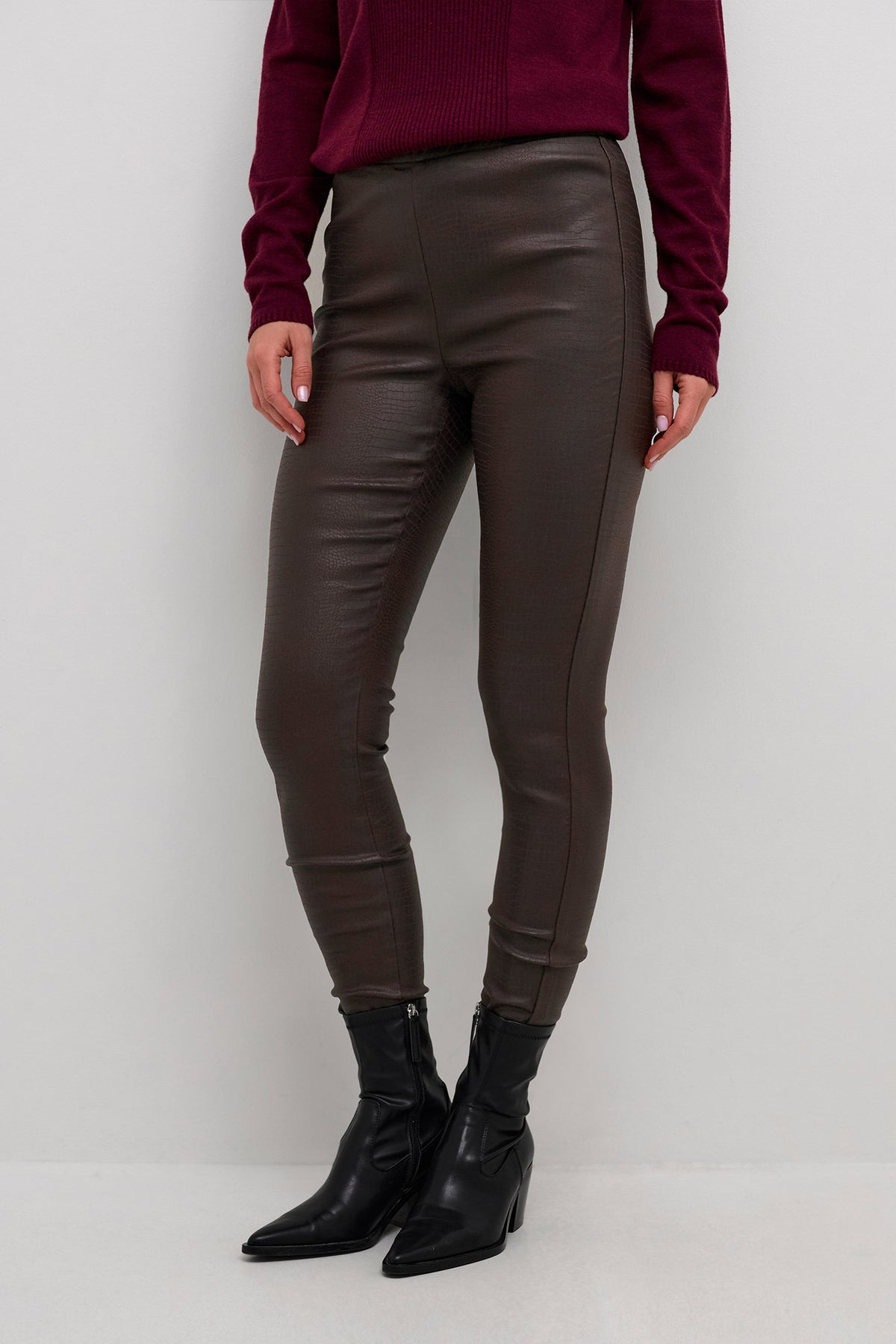 CRTabea Woven Legging Chocolate Plum Crocodile