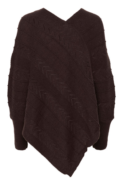CRHoliday Knit Poncho Chocolate Plum - 10610828 Thumbnail