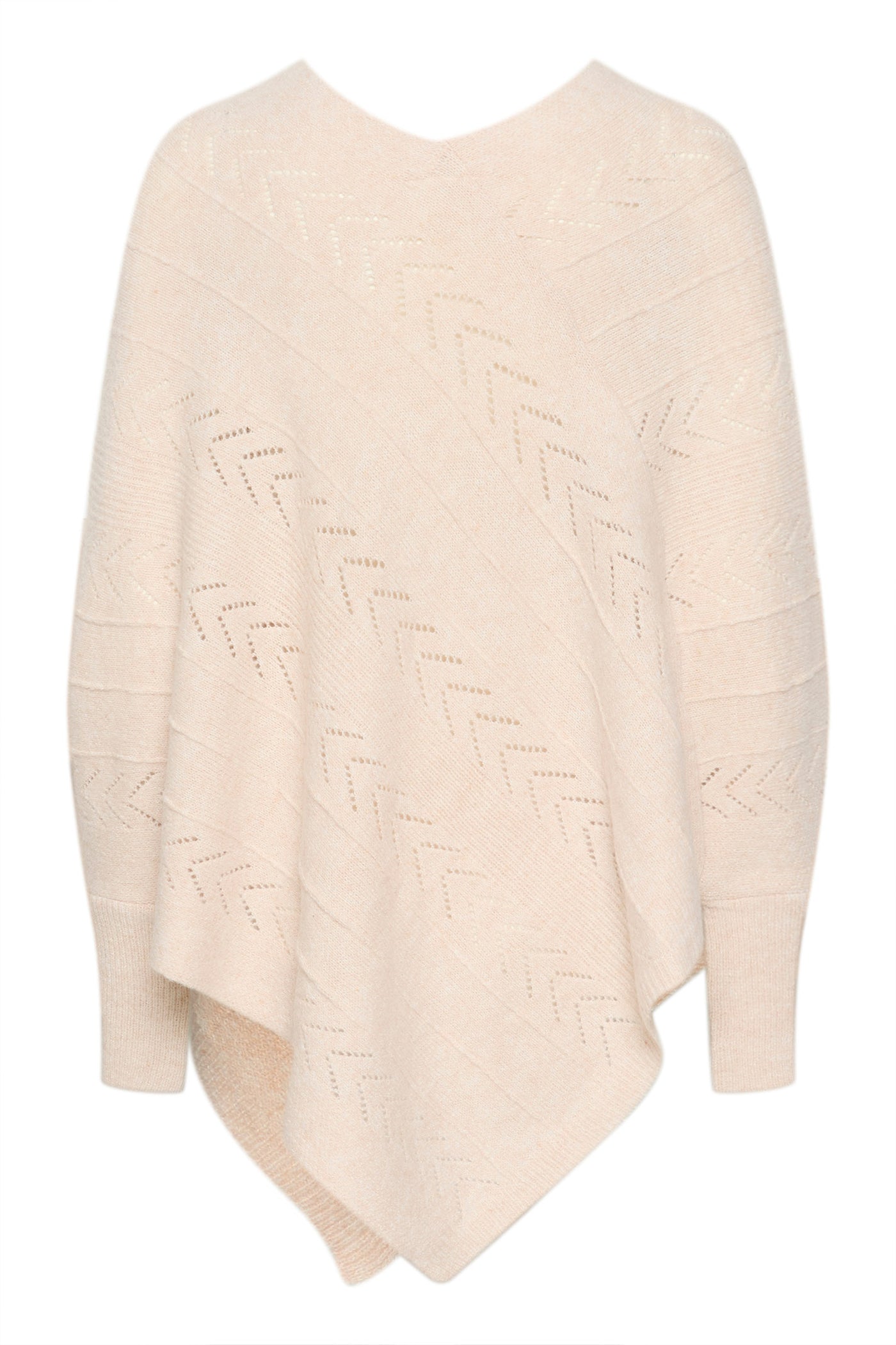 CRHoliday Knit Poncho Oat melange - 10610828