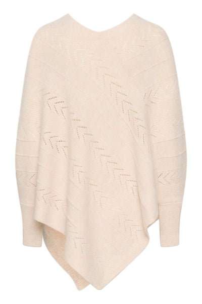 CRHoliday Knit Poncho Oat melange - 10610828 Thumbnail
