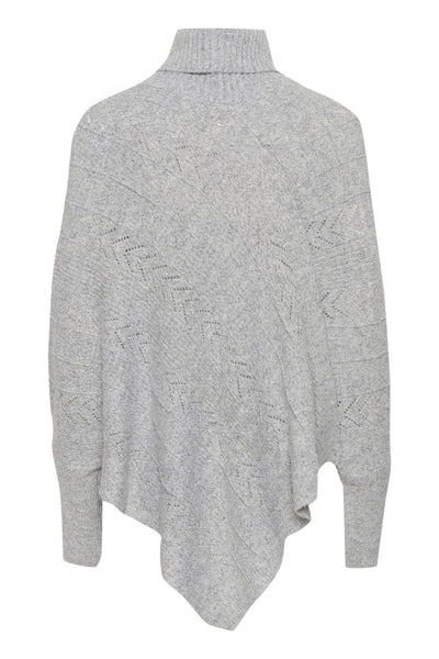 CRHoliday Turtelneck Poncho Light Grey Melange - 10612387 Thumbnail