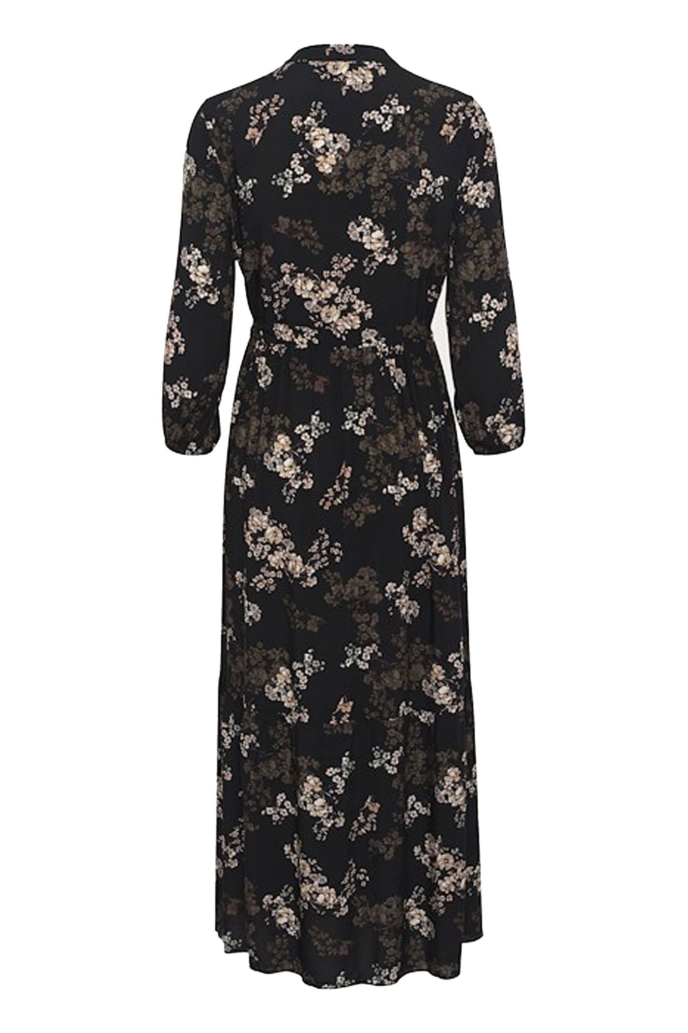 CRAlora Long Dress Black With Autumn Flowers - 10650723