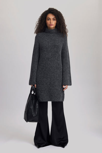 AlphaGZ rollneck dress Charcoal Melange - 10909447 Thumbnail