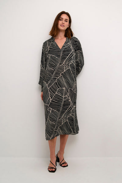 KAgenette Amber Dress Black/Turtledove Leaf Print - 10508935 Thumbnail