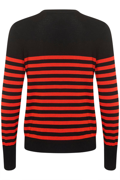 KAlizza Striped Knit Pullover Black / Red Stripe - 10509065 Thumbnail